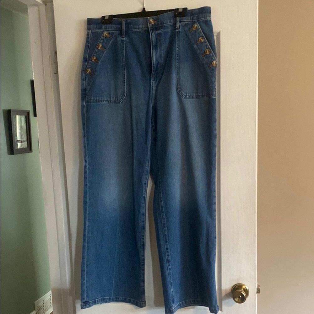 LOFT Blue Flare Wide Leg Jeans